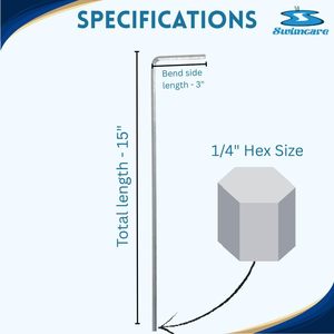 Llave Allen en Forma de L de 15 Pulgadas, Cromada, Herramienta Metálica para Mantenimiento de Piscinas - Product Image 3