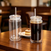 Gobelet pour enfants de 16 oz, en plastique, qui brille dans le noir, anti-fuite, sans BPA, à double paroi, avec trou pré-percé pour bouchon DIY