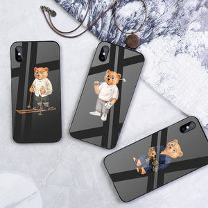 Coque de téléphone portable en verre trempé pour Iphone 13promax, ours de dessin animé, housse de protection - Product Image 2