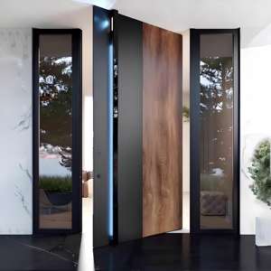 Nouveau Style Maison Aluminium Pivot Portes En <span class=keywords><strong>Bois</strong></span> Antivol Pare-balles Design Moderne En Acier <span class=keywords><strong>Entrée</strong></span> Avant Portes De Sécurité pour La Maison - Product Image 4