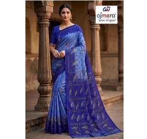 Sari en coton imprimé Ajmera, élégant, doux, traditionnel, stylé, séchage rapide, toutes saisons, pour les fêtes, mode ethnique pour femmes - Product Image 1