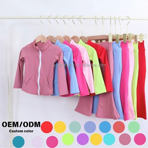 <span class=keywords><strong>Fabricantes</strong></span> de Ropa Personalizada para Niños, <span class=keywords><strong>Pantalones</strong></span> Deportivos Acampanados, Chaqueta con Cremallera Completa, Ropa Deportiva, Conjuntos Deportivos de 2 Piezas, Conjunto de Yoga para Niña - Product Image 4