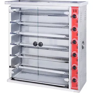 2024 Hot Selling Electric Rotating Grill Chicken Rotisserie Oven 3/6/9 Grills Automatic Gas Chicken Rotisserie Oven