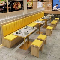 Tables de salle à manger carrées/rectangulaires en bois massif, tabourets et ensembles de banquettes pour restaurants, restaurants de nouilles, snack-bars et salons de thé