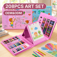 Ensemble de fournitures artistiques pour enfants, jouets à dessiner, papeterie, crayons, ensemble de crayons de couleur, ensemble d'art, 208 pièces, ensemble de peinture, fournitures artistiques pour enfants LT460206