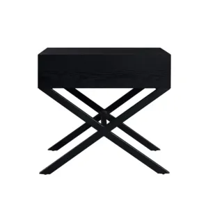 Высококачественный простой классический стиль X-образный металлический стол из нержавеющей стали ножки столешницы из массива дерева прикроватный столик