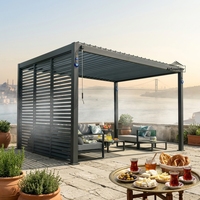 Pergola motorisée à toit rétractable Airfun avec construction en MDF, imperméable, protection UV, résistante à la neige et au vent, pour usage extérieur