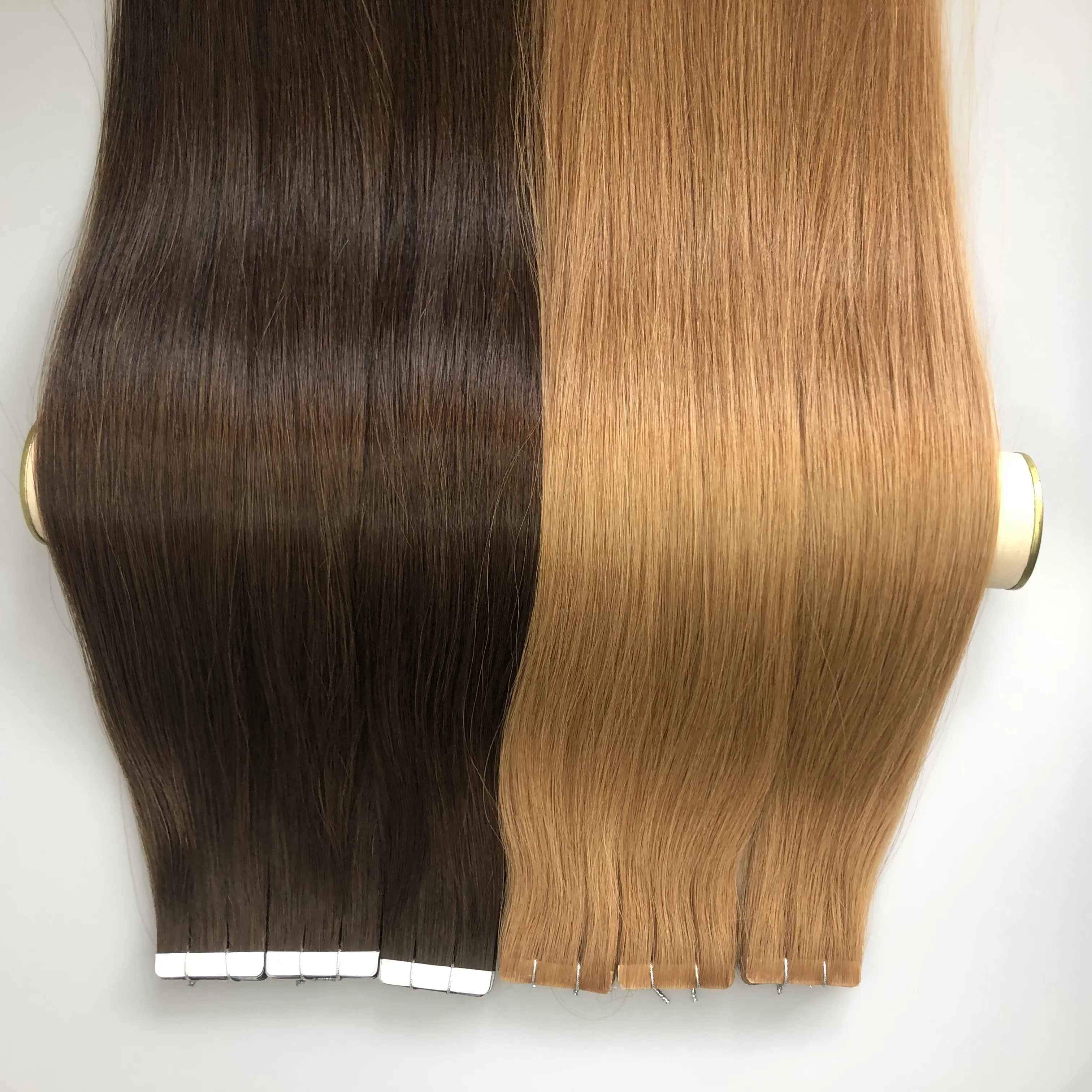 Top vente kinky tape dans les extensions extension de cheveux de haute qualité couleur échantillon anneau double bande dessinée ins cheveux humains