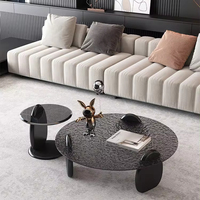 Usine en gros léger de luxe minimaliste rond eau ondulation tempérament verre maison tenir table basse meubles commerciaux personnalisés