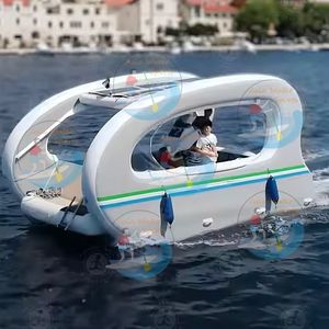 Primer Castillo flotante para niños, casa flotante inflable para aventuras en el Lago/casa flotante inflable antifugas para acampar en el río - Product Image 2