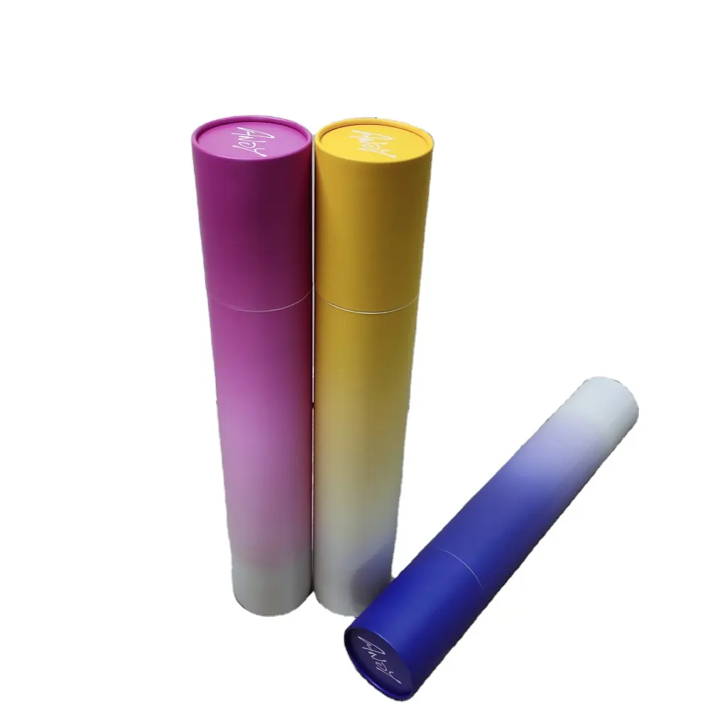 Custom Bio-degradable Eco Friendly Gradient Color Tube Poster Paper Cardboard Packaging Cylinder paper box for Artwork Painting