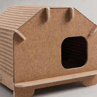 Casa para Gatos de Corcho sin Herramientas, con Paneles de Esquinas Redondeadas y Techo Corrugado, Casa para Gatos de Ensamblaje Rápido sin Clavos, 430 x 410 x 390 mm