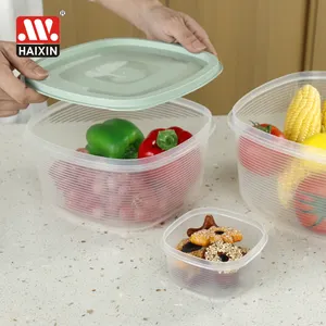 Kitchen Hard Plastic Good Quality Fridge Sealed Stores Crisper Box Leak Proof Clear Vegetable Food Storage Containers Set