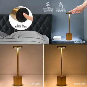 Led Table Lamp Rechargeable Metal Restaurant Lights Dining Room Lamp Desk Night Light