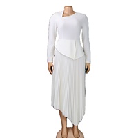 Robe en satin blanc pour femmes grandes tailles, manches à volants, patchwork de dentelle, ceinture à perles, robe élégante et tendance, coupe évasée