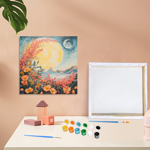 Pour CHENISTORY <span class=keywords><strong>facile</strong></span> bricolage <span class=keywords><strong>peinture</strong></span> par numéros Kits <span class=keywords><strong>débutant</strong></span> soleil image <span class=keywords><strong>abstraite</strong></span> fleurs maison cadeau lin matériel paysage - Product Image 4