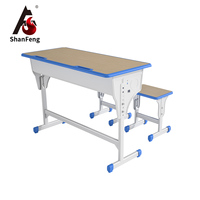 Ensemble bureau et chaise double moderne pour salle de classe, réglable en hauteur, idéal pour les lycées et les universités - Vente en gros usine