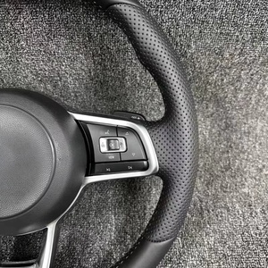 <span class=keywords><strong>Volante</strong></span> <span class=keywords><strong>deportivo</strong></span> para Volkswagen <span class=keywords><strong>VW</strong></span> Golf Mk7 GTI Golf R Polo GTE Passat Jetta <span class=keywords><strong>Volante</strong></span> de cuero negro completo - Product Image 4