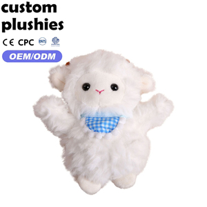 Llavero de Peluche de Cordero Peludo Personalizado de Fábrica, Oveja Blanca Suave con Babero para Decoración de Mochila de Estudiante - Product Image 1
