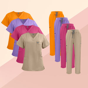 Haut et pantalon de survêtement à col en V pour femmes tissu extensible évacuant l'humidité ensemble de gommage d'allaitement respirant uniformes d'hôpital - Product Image 1