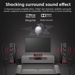 Amplificateur <span class=keywords><strong>HIFI</strong></span> <span class=keywords><strong>DENON</strong></span> AVR-X250BT, système audio home cinéma 5.1 canaux avec effets sonores Dolby, amplificateur de puissance - Product Image 3