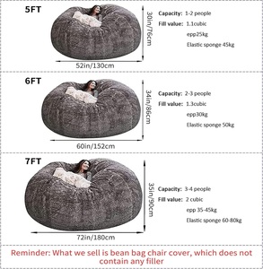 Grand gigantesque fauteuil pouf géant pour adultes, (sans remplissage) fauteuils pouf en plusieurs tailles et couleurs - Product Image 5