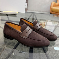 Nouveauté : Mocassins Penny en daim de vache véritable pour hommes, style vintage Old Money, chaussures décontractées pour affaires