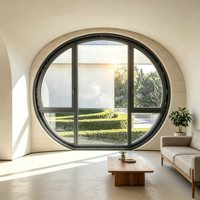 Ventanas Fijas Circulares de Aluminio para Exteriores con Persianas Enrollables Horizontales de Acero Inoxidable Resistentes al Viento para Fachada de Villa