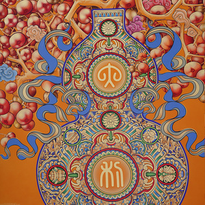 Jarrón de Calabaza Clásico Hecho a Mano en Tono Suave, Arte Floral de Latón, Pintura Original China Auspiciosa, Logotipo Personalizado, Regalo para Festivales y Negocios - Product Image 4