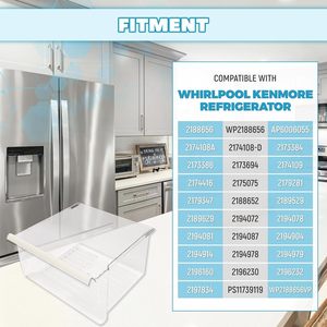 Tiroir de réfrigérateur 2188656 de remplacement compatible avec les réfrigérateurs et congélateurs <span class=keywords><strong>Whirlpool</strong></span> Kenmore - Product Image 5