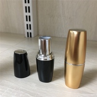 OEM UV plástico ovalado grasa brillante Negro vacío contenedor cosmético lápiz labial bálsamo labial tubo