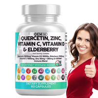 Supplément Santé ZinC Vitamine C D Sureau Quercétine 60 Capsules Soutien Immunité Quercétine Capsules