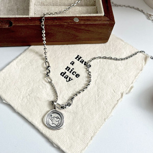 925 Sterling Silver Round <b>Elephant</b> Necklace For Women Korean Retro Minimalist Style Sweater Chain <b>Gift</b> Jewelry - Product Image 4