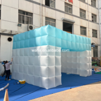 Tenda Gonfiabile Trasparente per Bar/Disco da Esterno con Illuminazione LED, Colori Personalizzabili, Design a Cubo; Ideale per Feste in Discoteca