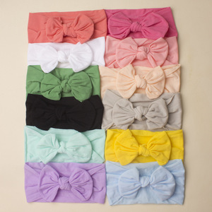 Cotton <b>Elastic</b> Newborn Baby Girls Solid Color <b>Headband</b> Bowknot Hair Band Children Infant <b>Headband</b> - Product Image 3