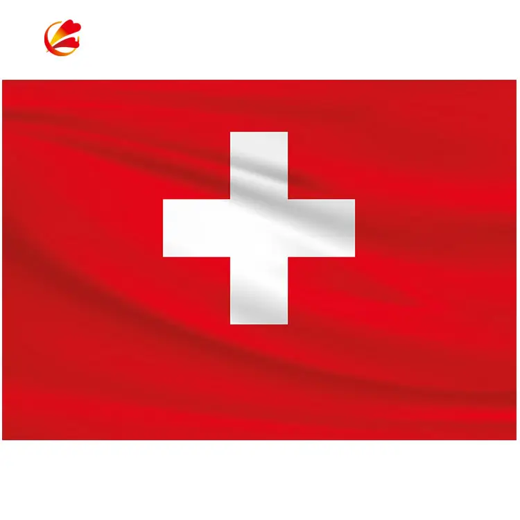 Bandiere nazionali svizzere economiche e di alta qualità della fabbrica cinese 3 * 5ft all'aperto con occhielli in ottone