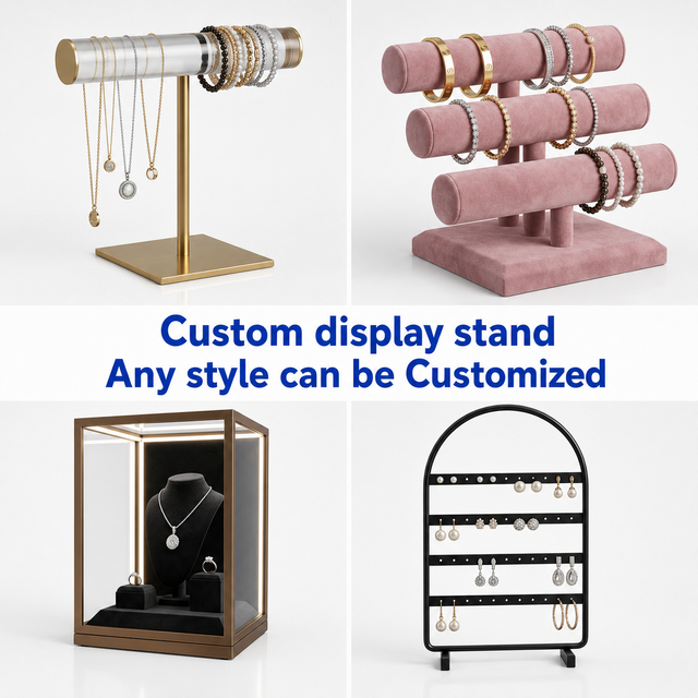 Luxury Exclusive Mold Jewelry Display Stand for Jewelry Store Showcase with Custom LED Lighting and Lock