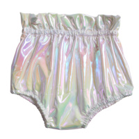 Yulan Nouveautés Short en cuir PU pour enfants multicolore brillant Bloomer à volants pour bébé