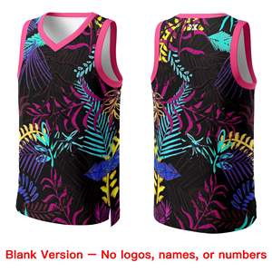 Maillot de basket-ball personnalisé en mesh avec motif graffiti noir, blanc et rose - Product Image 3