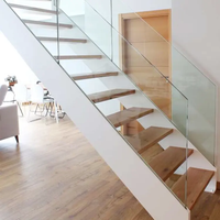 Escalier en colimaçon en verre de villa commerciale Installation facile Escaliers hélicoïdaux en bois d'intérieur Balustrades de qualité mains courantes