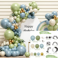 Kit de chaîne de ballon vert en pâte de haricot vintage sauge Kit d'arc de ballon décoratif en latex sur le thème vert avocat pour la fête d'anniversaire Safari