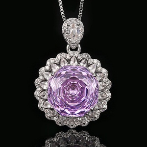 Parures de bijoux de mariage écologiques en cuivre pour femmes, avec fleurs, zircone cubique taille rose violette 14-10mm, pour mariée et banquet - Product Image 4