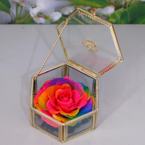 Eternal Flower Rose Hexagonal Crown Metal Edge Glass <b>Gift</b> <b>Box</b> Valentine's Day Mother's Day Hand <b>Gift</b> - Product Image 3