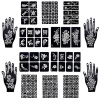 Papier de pochoir pour tatouage à la main semi-permanent multi-designs, résistant à l'eau, longue durée, creux, pour tatouage au henné, autocollant
