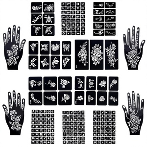 Papier de pochoir pour <span class=keywords><strong>tatouage</strong></span> à la main semi-permanent multi-designs, résistant à l'eau, longue durée, creux, pour <span class=keywords><strong>tatouage</strong></span> au henné, autocollant - Product Image 1