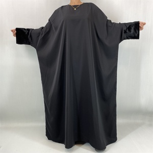 2025 New Muslim Closed Abaya - Nida Fabric with Velvet Cuff & Back Button, Comes with <b>Matching</b> Hijab for Daily/Prayer 6889# - Product Image 6