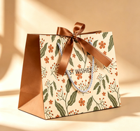 Ensemble de sacs cadeaux en papier à motifs floraux personnalisés et boîte rigide, emballage cadeau de luxe avec nœud en ruban pour les fêtes, les anniversaires et les cadeaux