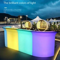 Comptoir de réception lumineux en plastique PE LED Wave Bar, étanche, pour hôtel, club, café