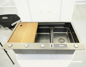 뜨거운 판매 단일 그릇 기능성 304 블랙 스테인레스 스틸 언더마운트 수제 주방 싱크 - Product Image 5