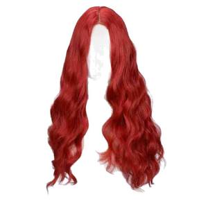 วิกผมยาวหยิกสีแดงพร้อมผมหน้าม้าปัดข้าง วิกผมสังเคราะห์ใยคาเนคาลอนแบบเต็มศีรษะ  ฐานลูกไม้ 13x4  แนวไรผมธรรมชาติ - Product Image 2